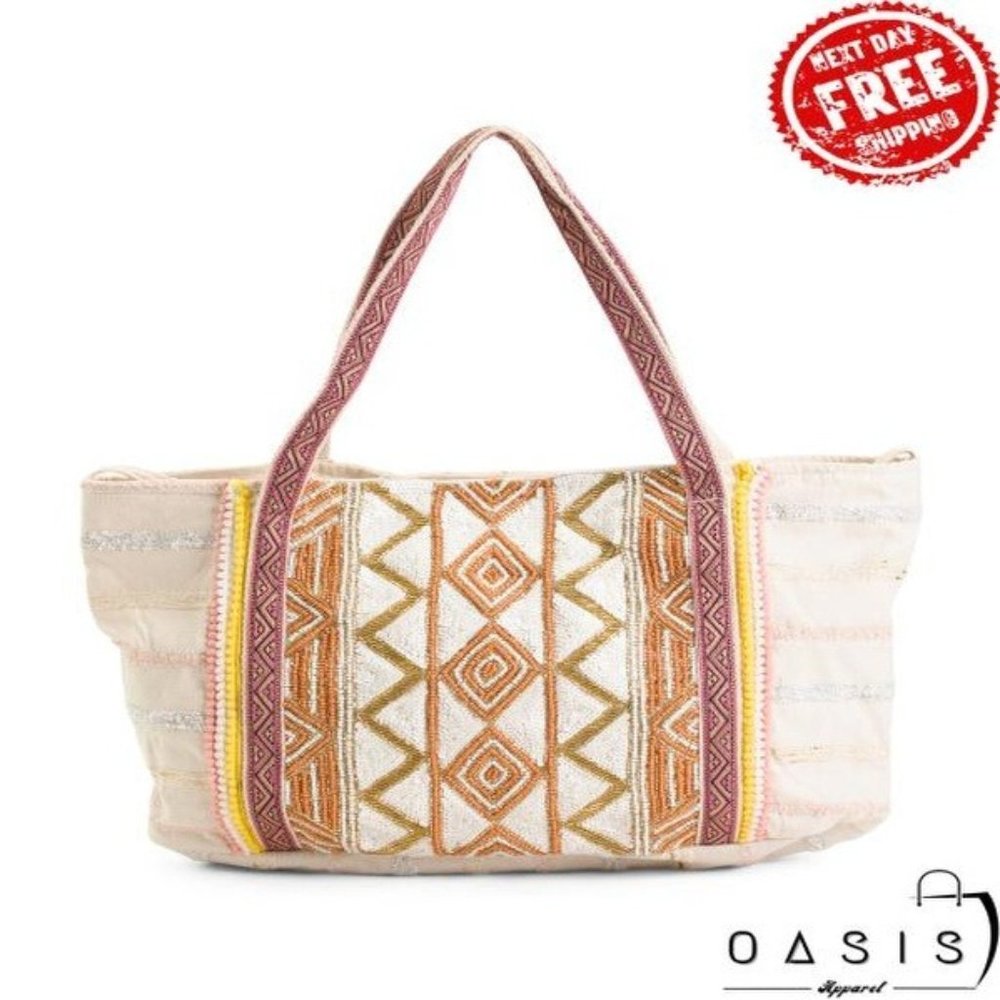 MAGID Jacquard Beaded Tote/ Women's Bag